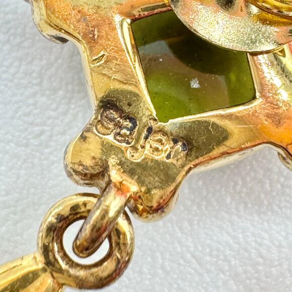 Sajen Jade Vermeil Gold Over 925 Sterling Silver Etruscan Style Drop Earrings - Picture 6 of 14